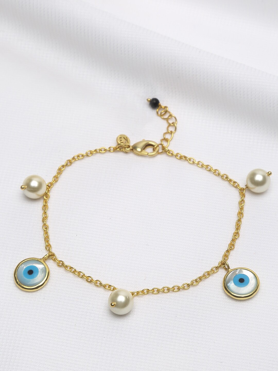 

EK BY EKTA KAPOOR Women 22K Gold Plated Blue Evil Eye Charm Bracelet