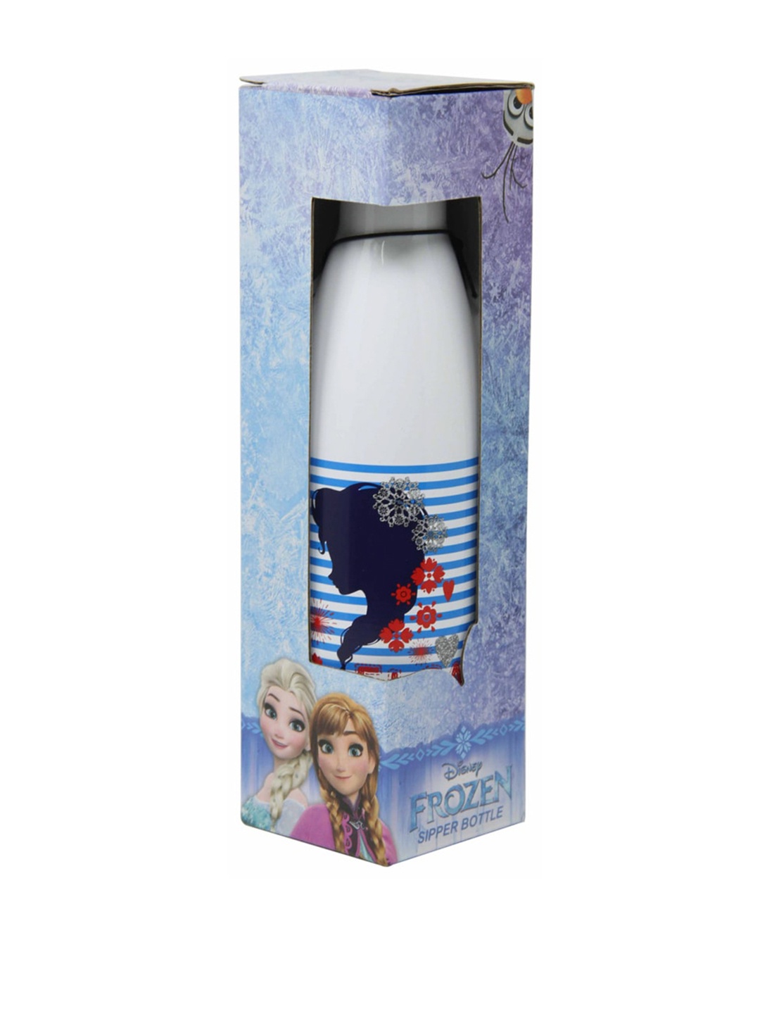 

Disney Girls White & Blue Printed Flask Water Bottle