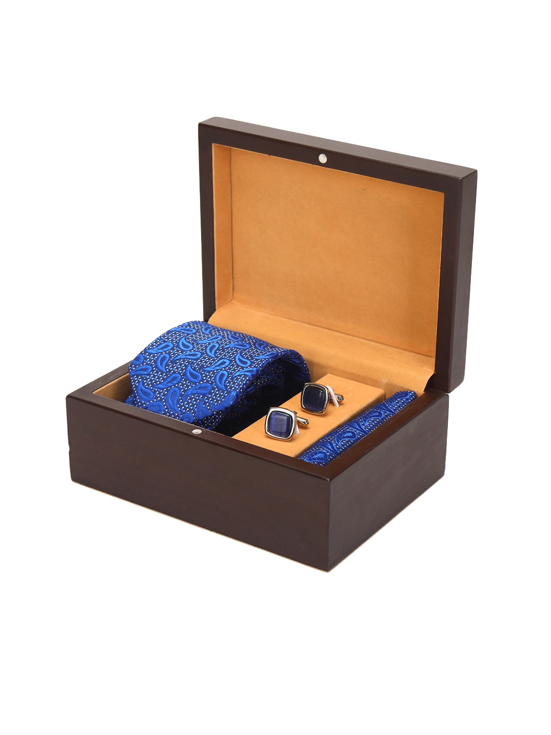 

AD By Arvind Men Blue Printed Tie & Cufflinks With Pocket Square Accessory Gift Set