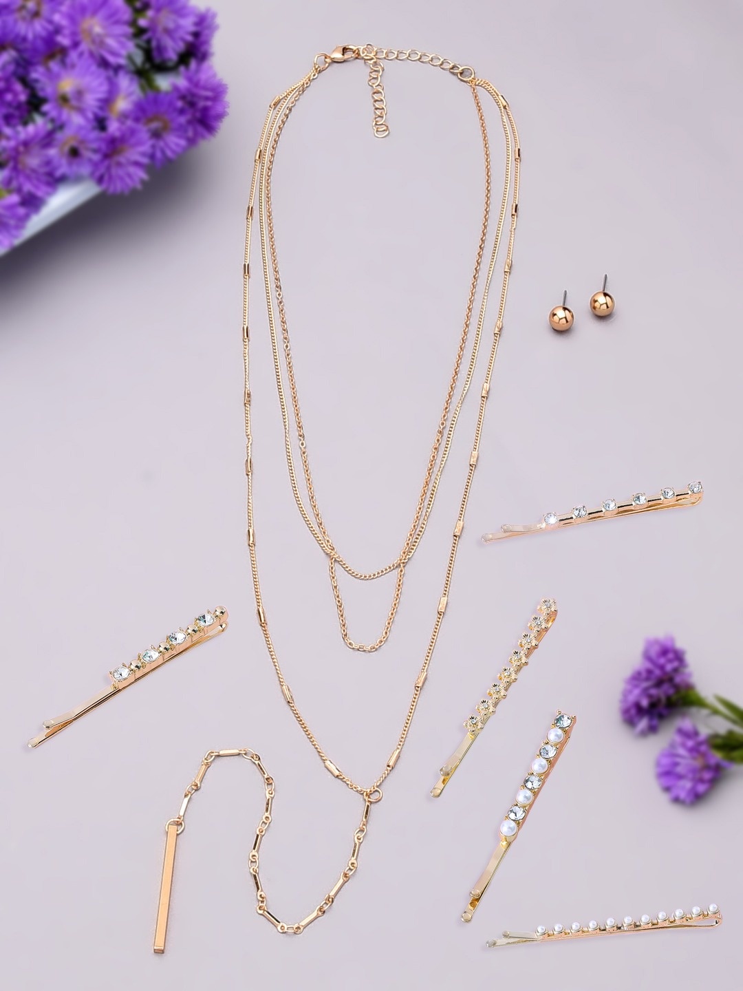 

AMI Set of 5 Gold-Plated Layered Jewellery Set