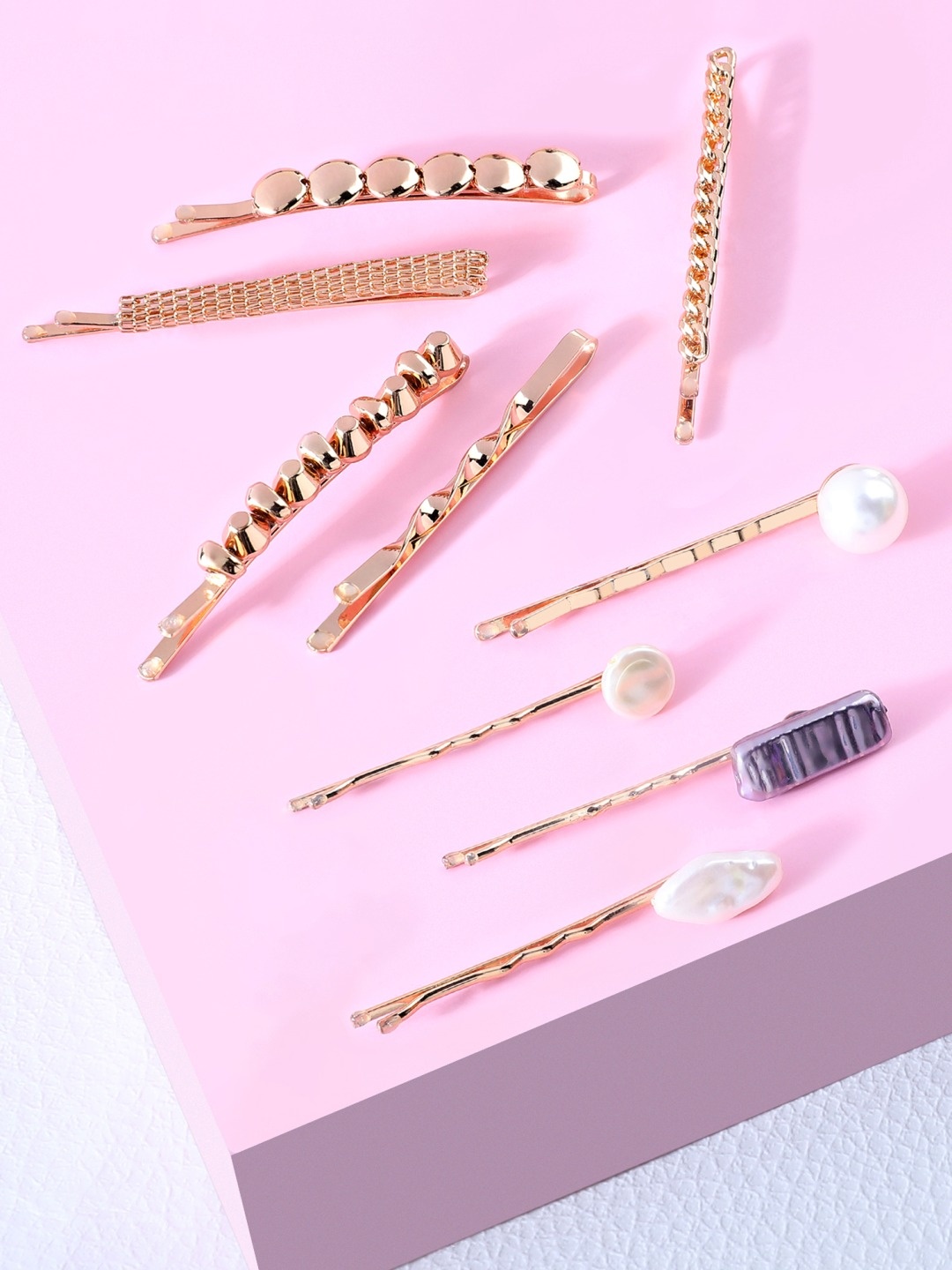 

AMI Women Set of 9 Gold Tone Contemporary Bobby Pins