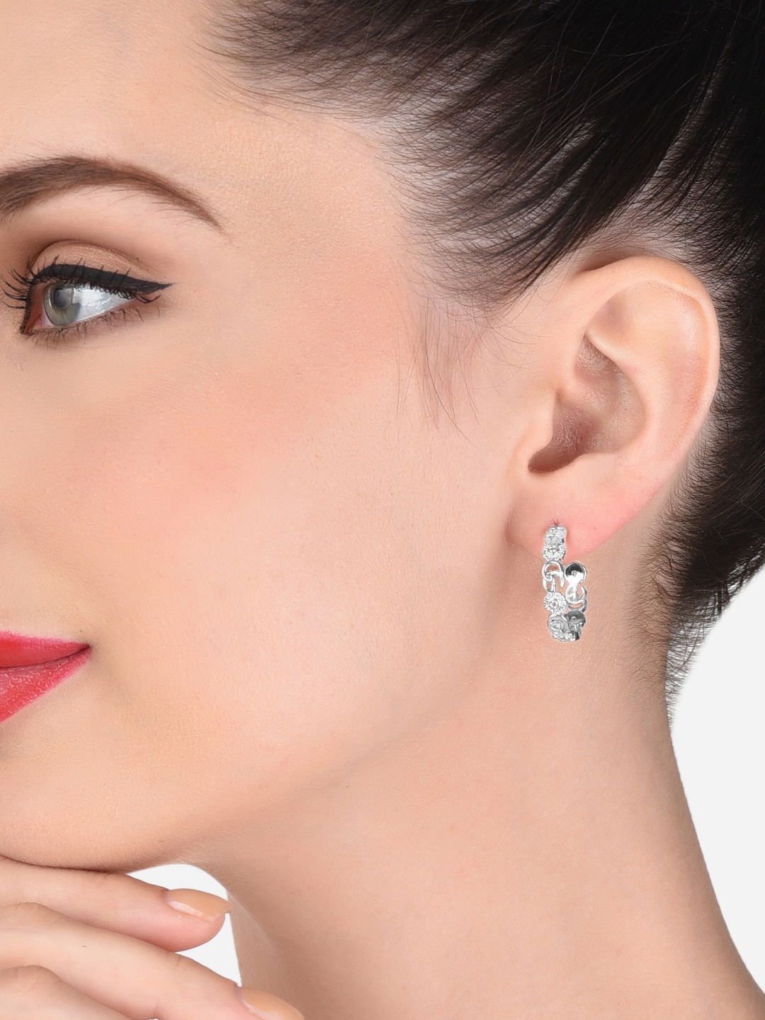 

AMI Silver-Toned Contemporary Half Hoop Earrings