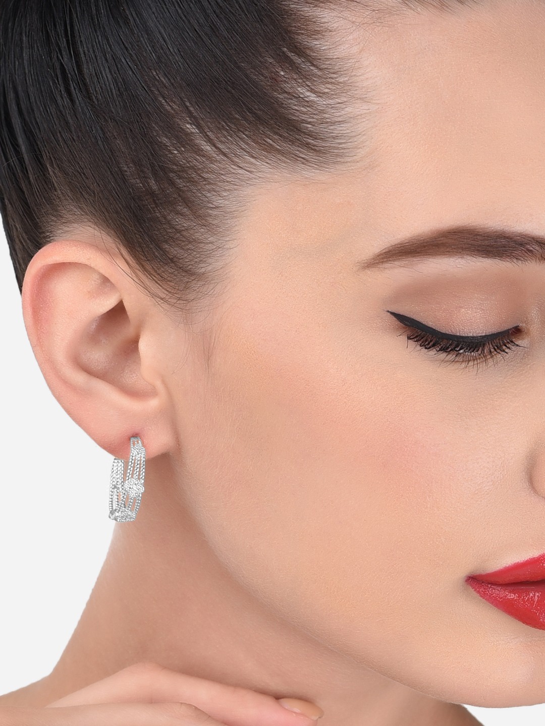

AMI Silver-Toned Contemporary Studs Earrings
