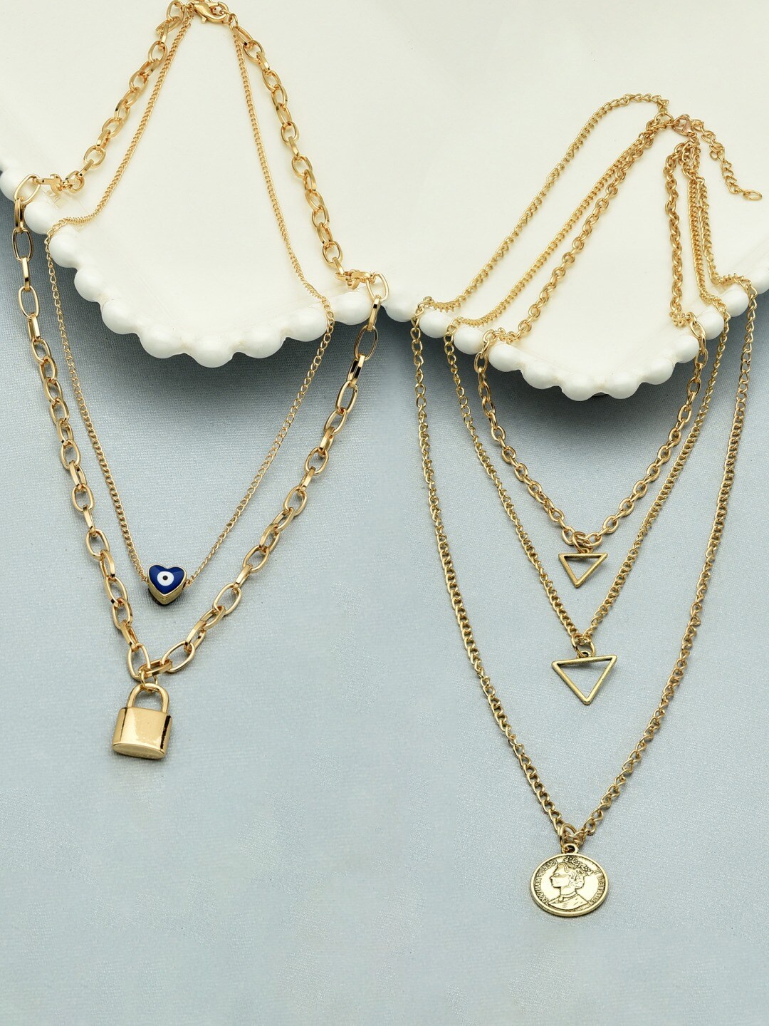 

AMI Set of 2 Gold-Plated Layered Chain