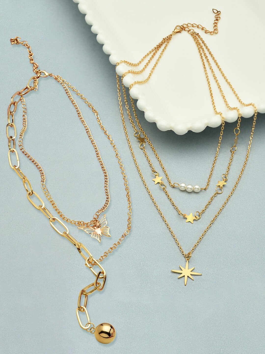 

AMI Set of 2 Gold-Plated Layered Chain