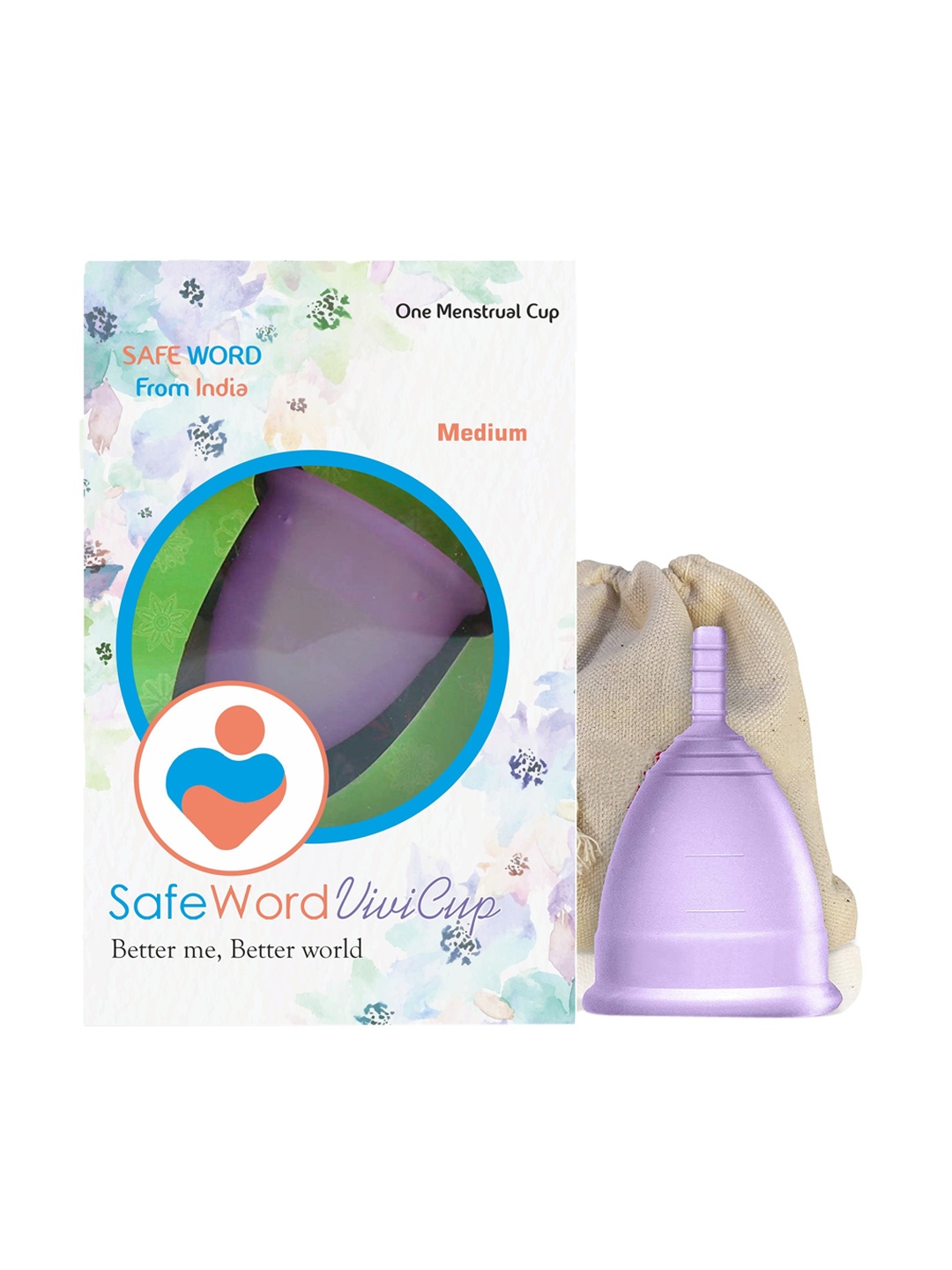 

SafeWord Better Me Better World Vivi Cup Medium Menstrual Cup, Purple