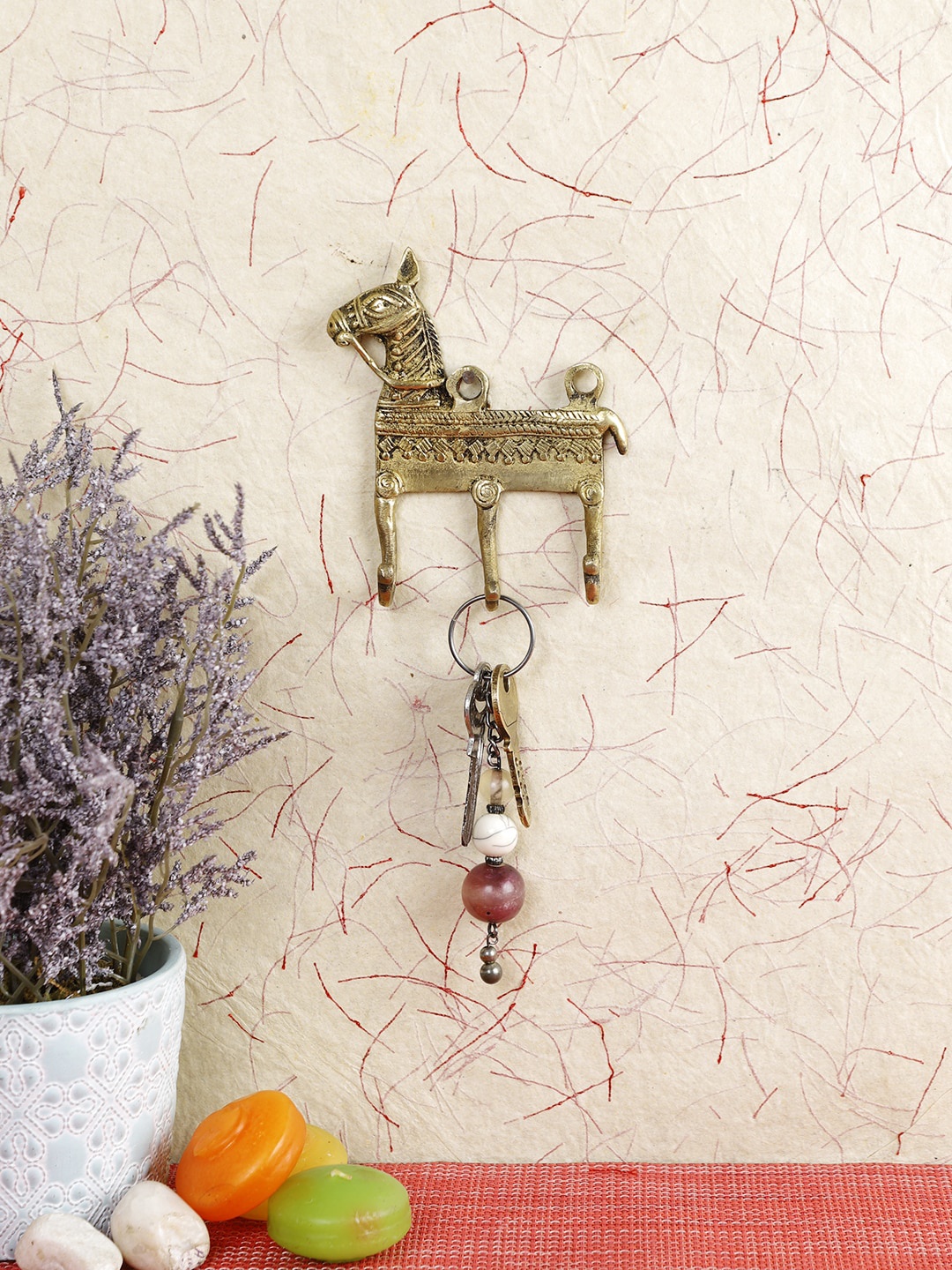

Imli Street Gold-Toned Textured Horse Design Keys Wall Hook