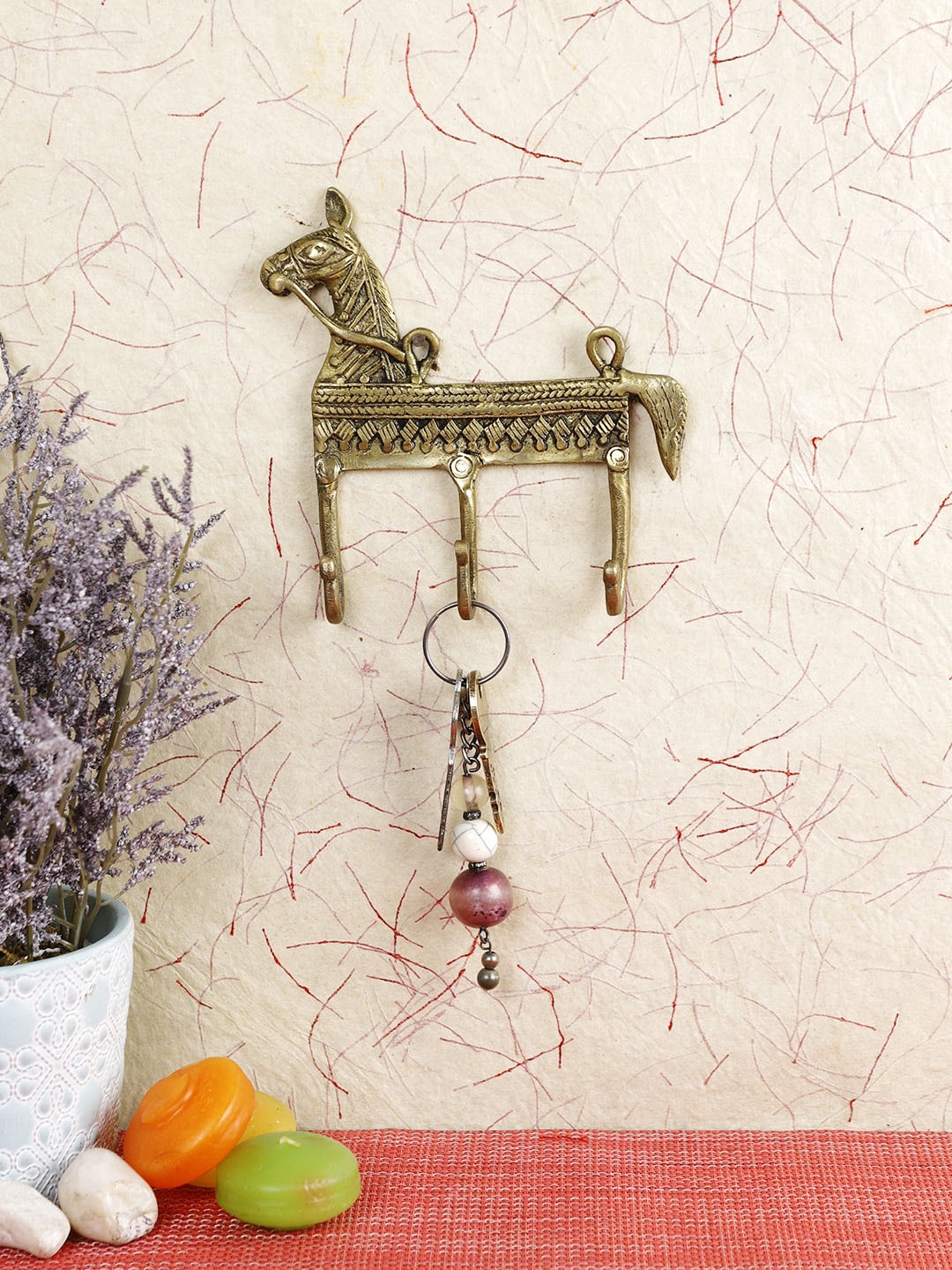 

Imli Street Gold-Toned Horse Design Brass Keys Wall Hook
