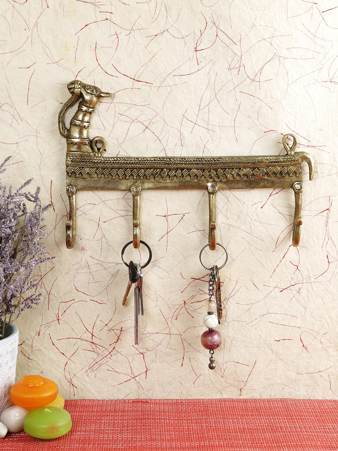 

Imli Street Gold-Toned Camel Design Key Wall Hook With 4 Hooks