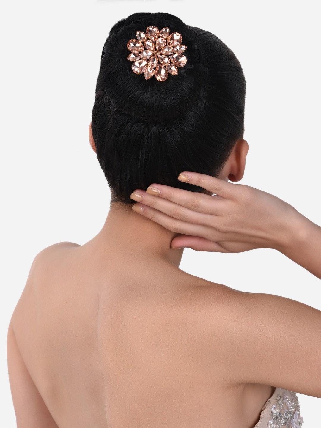 

Zaveri Pearls Women Pink & Gold-Toned Embellished Bun Pin