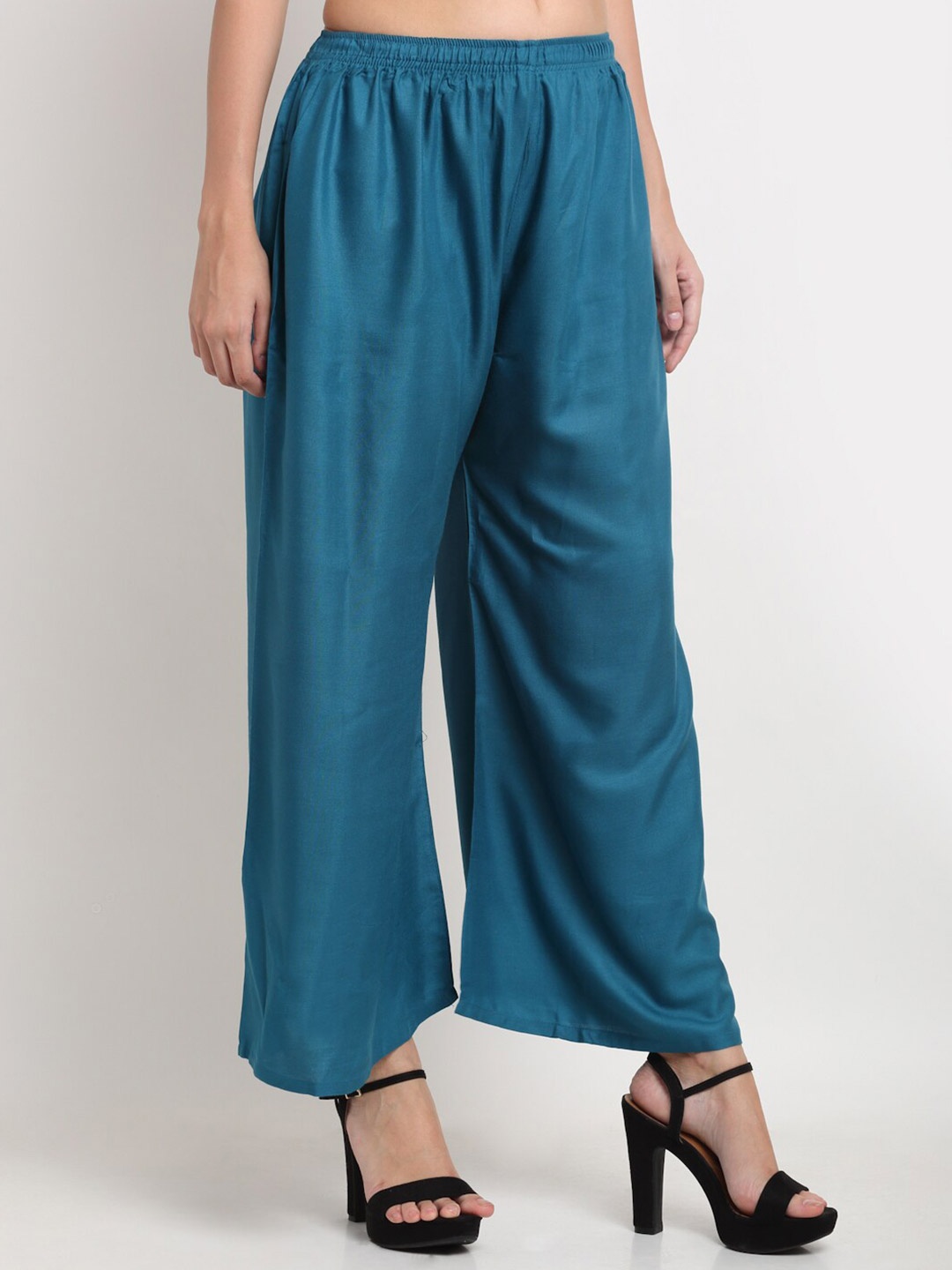 

Miaz Lifestyle Women Blue Ethnic Motifs Knitted Palazzos