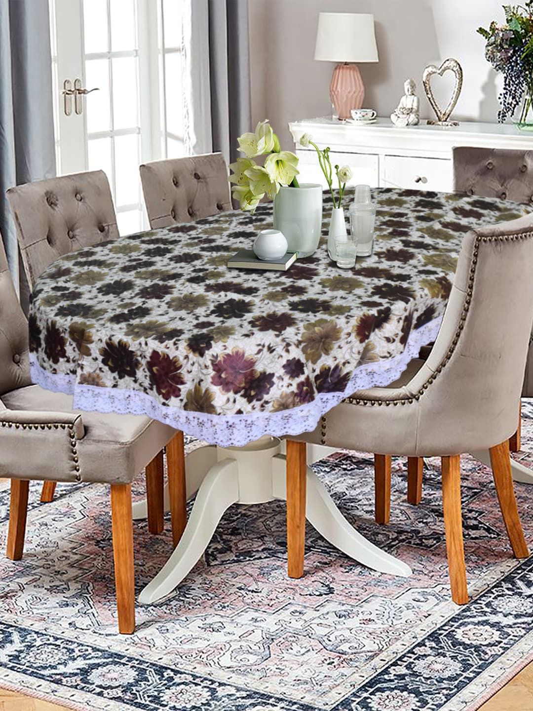 

Kuber Industries Brown & Green Printed PVC Table Cover