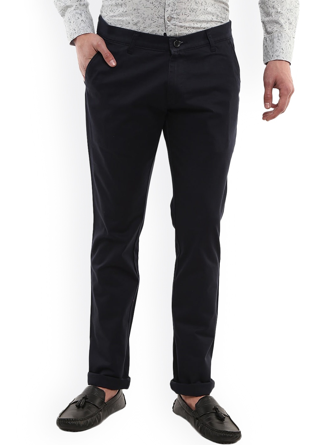 

V-Mart Men Navy Blue Classic Slim Fit Chinos Trousers