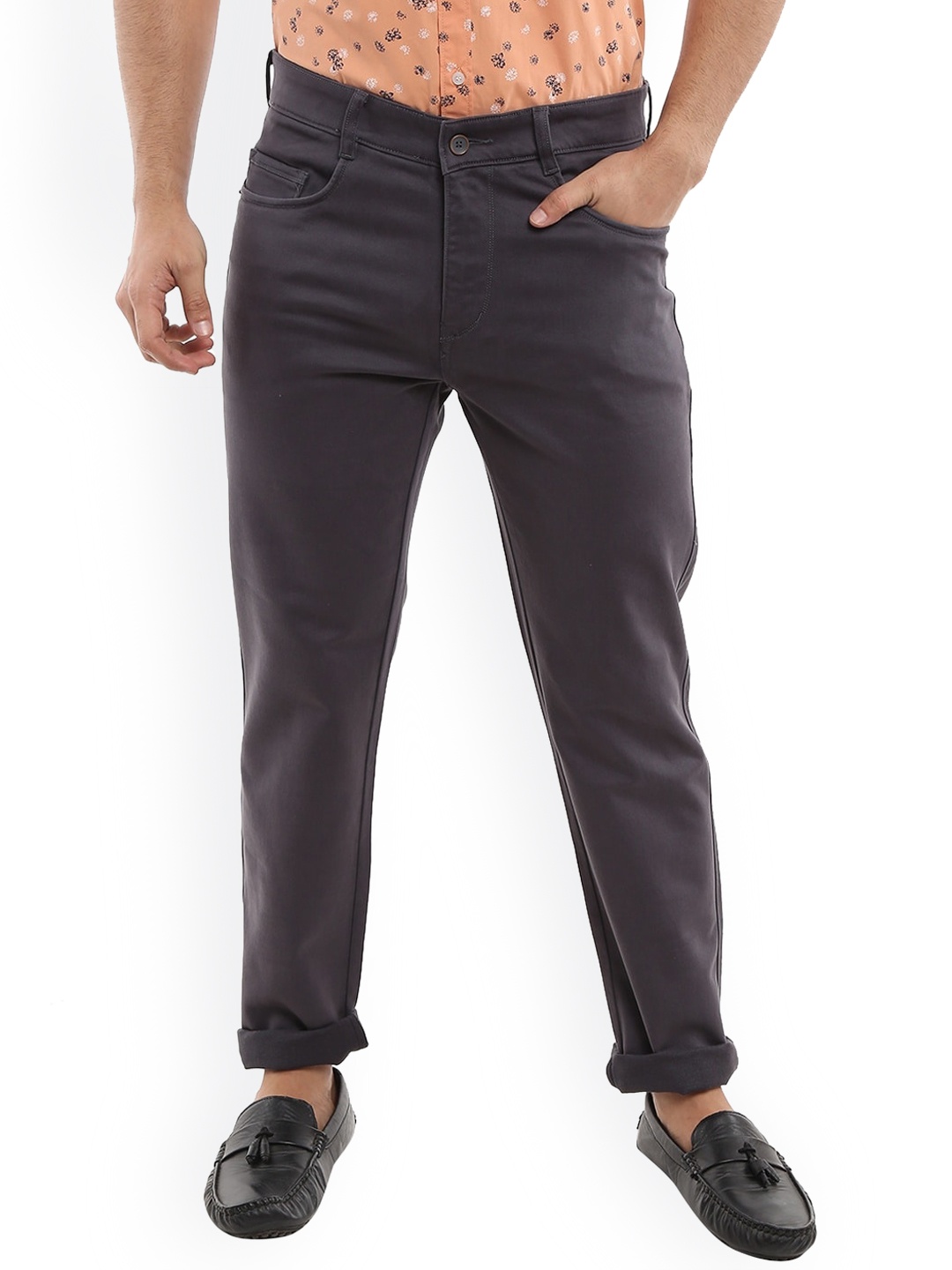 

V-Mart Men Grey Classic Slim Fit Chinos Trousers