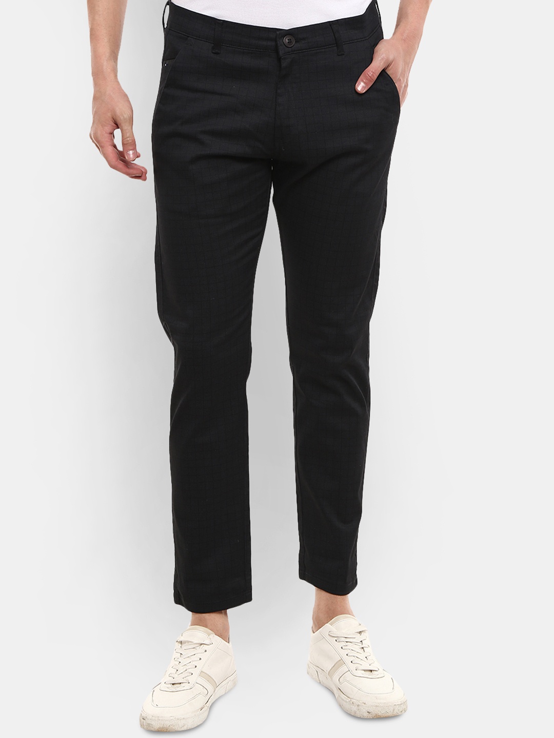 

V-Mart Men Black Checked Classic Regular Fit Trousers