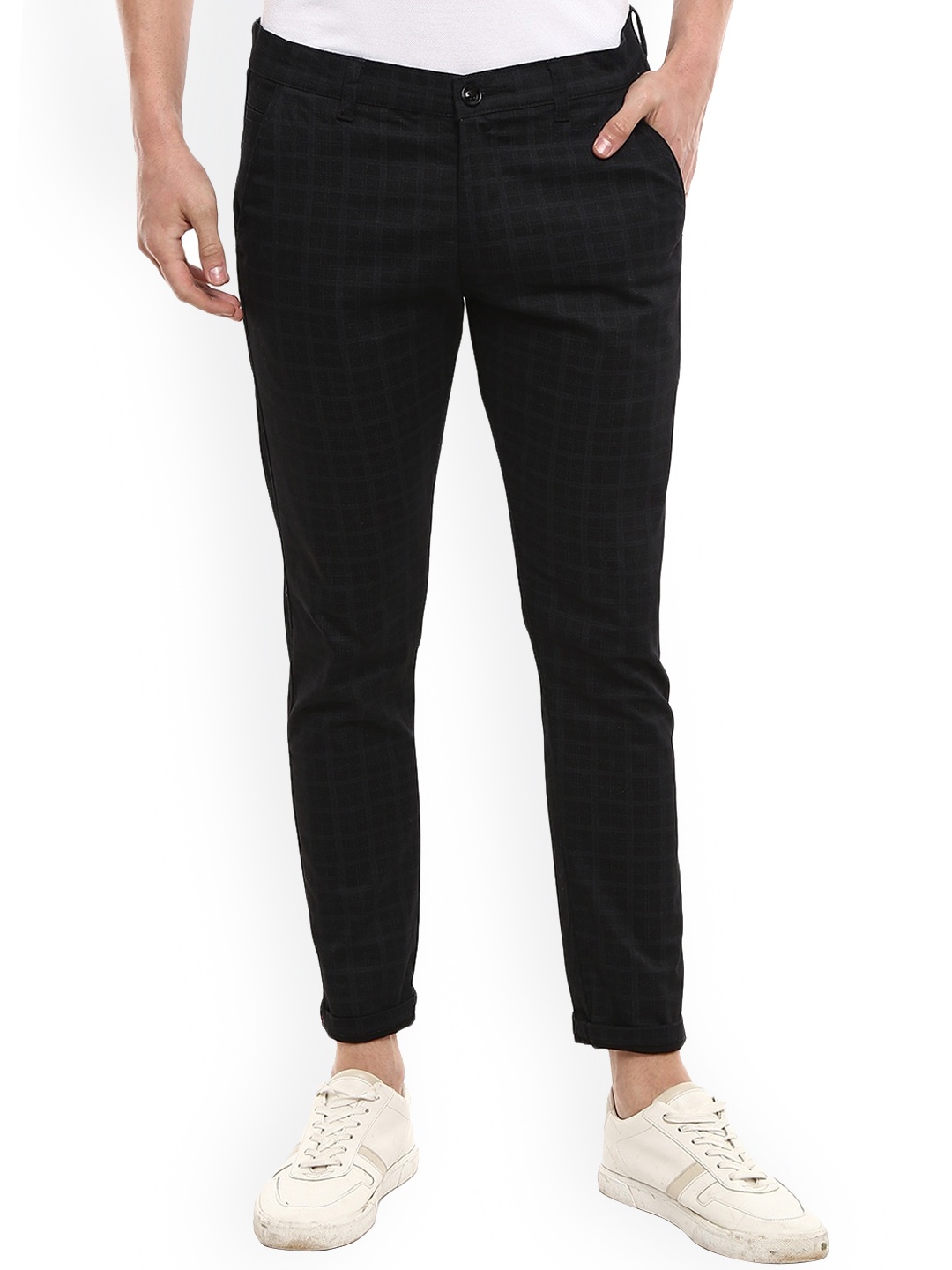 

V-Mart Men Black Checked Classic Trousers