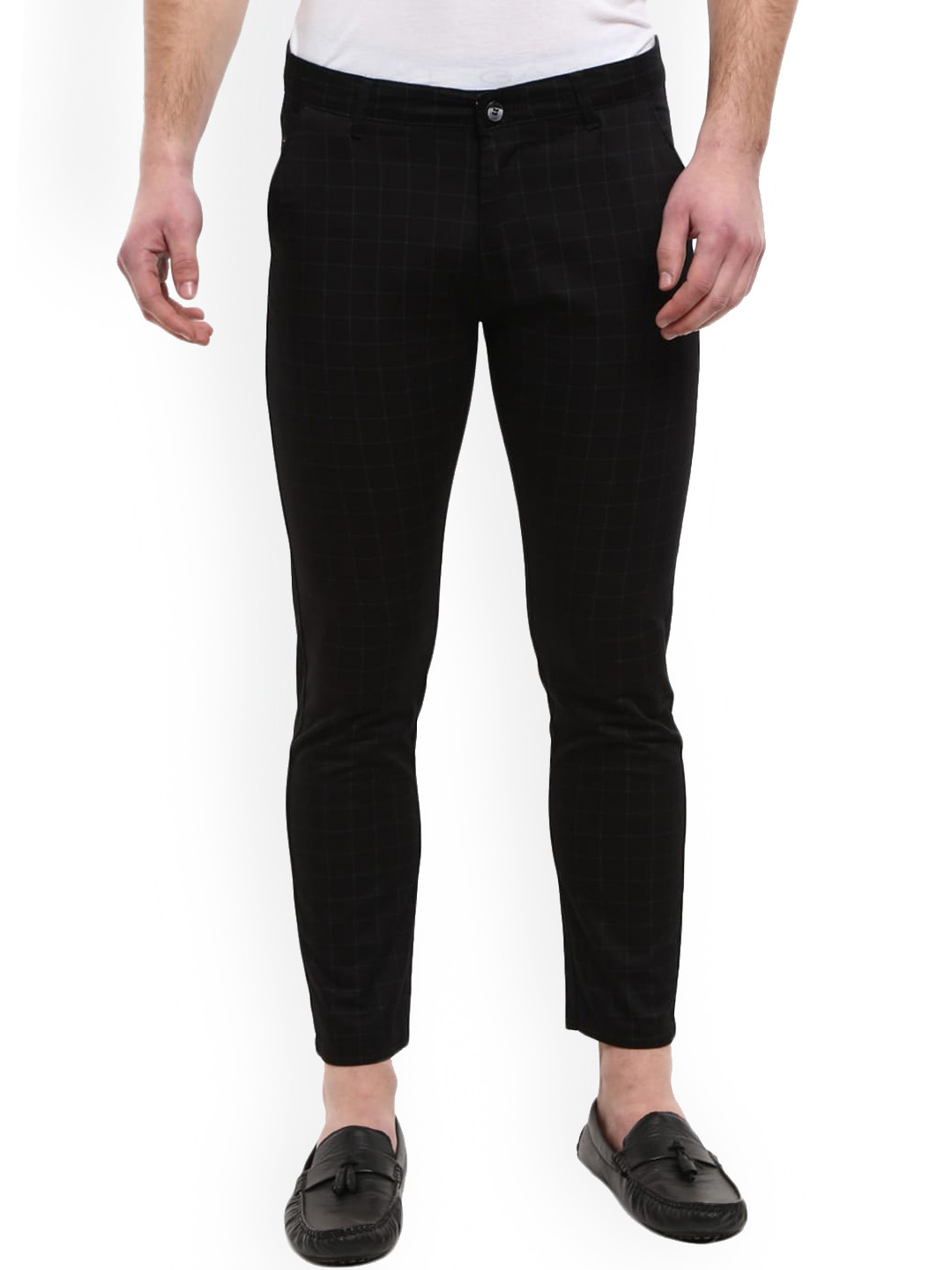

V-Mart Men Black Checked Classic Cotton Trousers