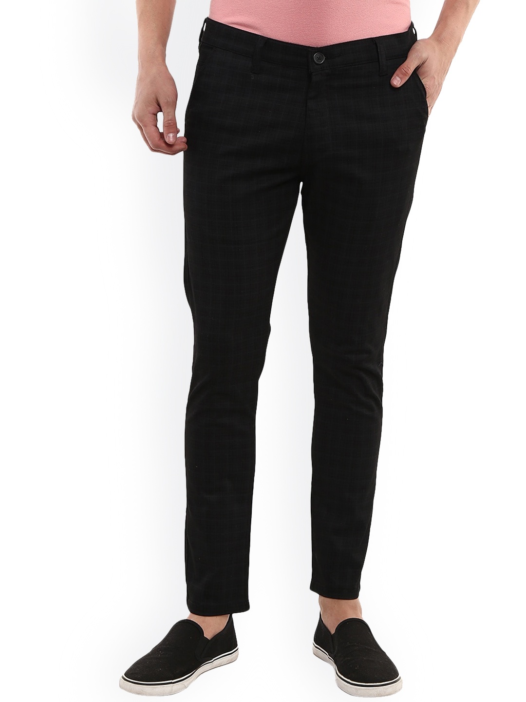 

V-Mart Men Black Checked Classic Cotton Trousers