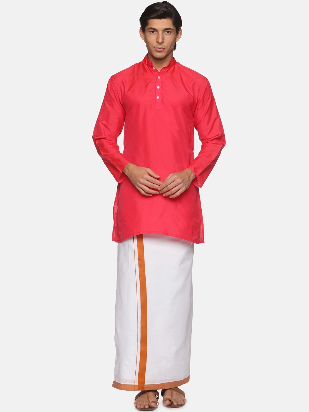 

Sethukrishna Men Rose Kurta With Veshti