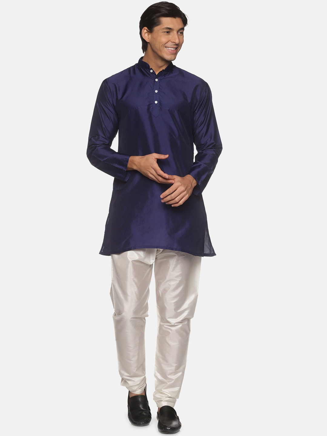 

Sethukrishna Men Navy Blue Kurta with Pyjamas