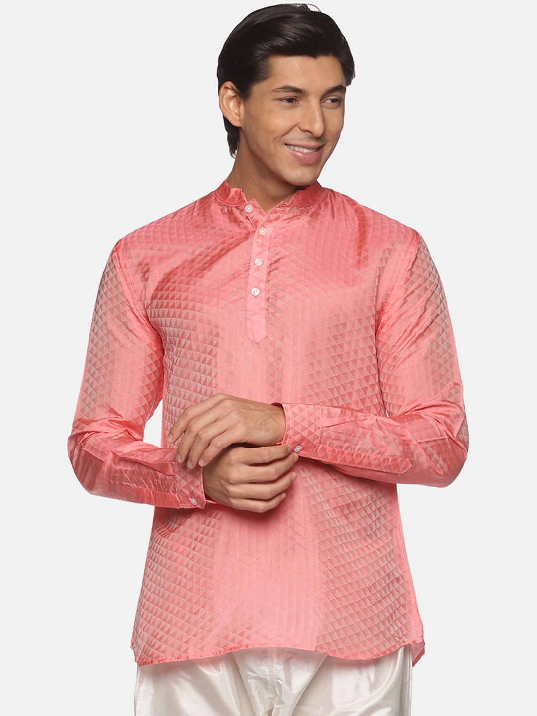 

Sethukrishna Men Red Woven Design Kurta