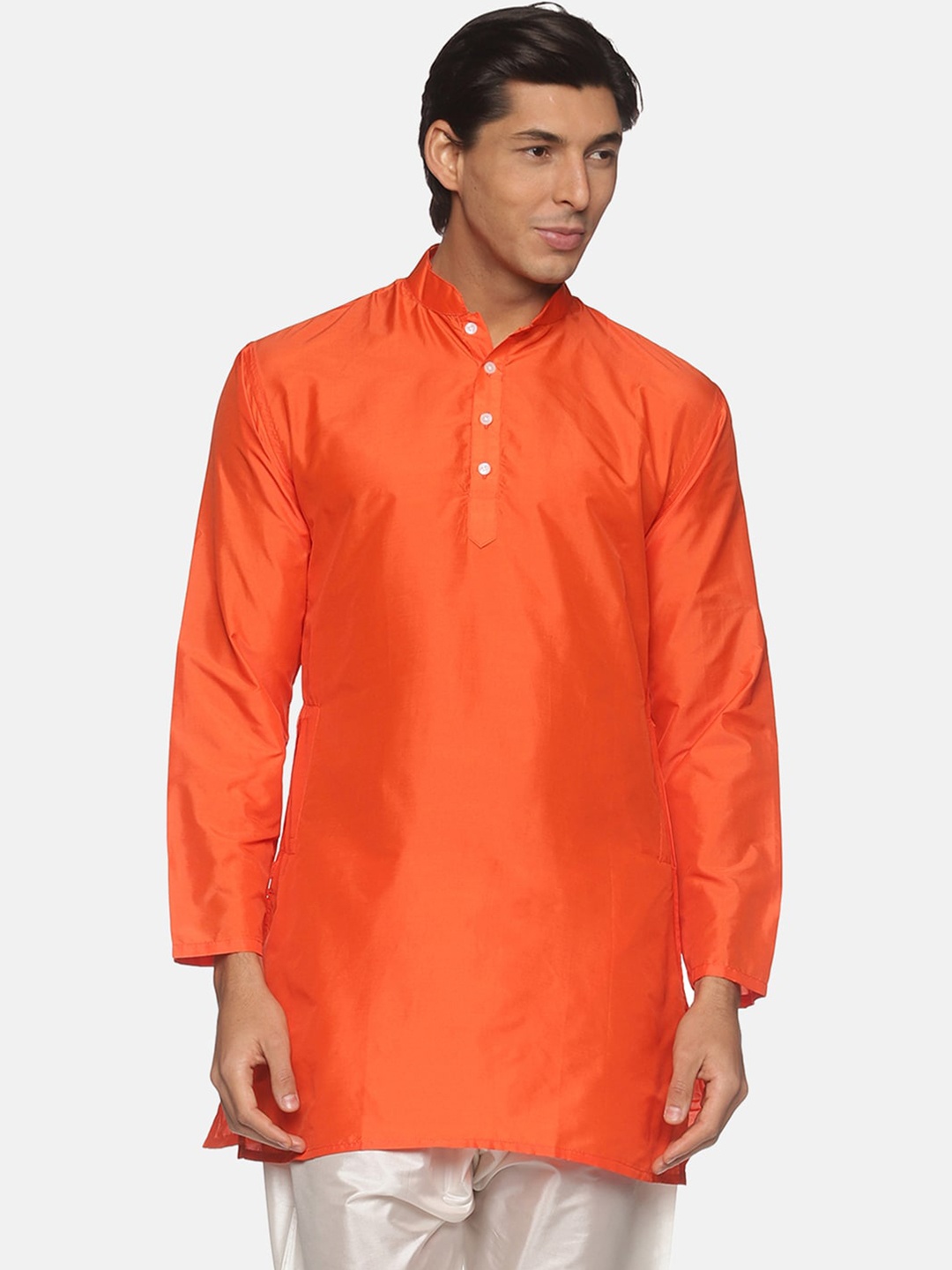 

Sethukrishna Men Orange Handloom Kurta