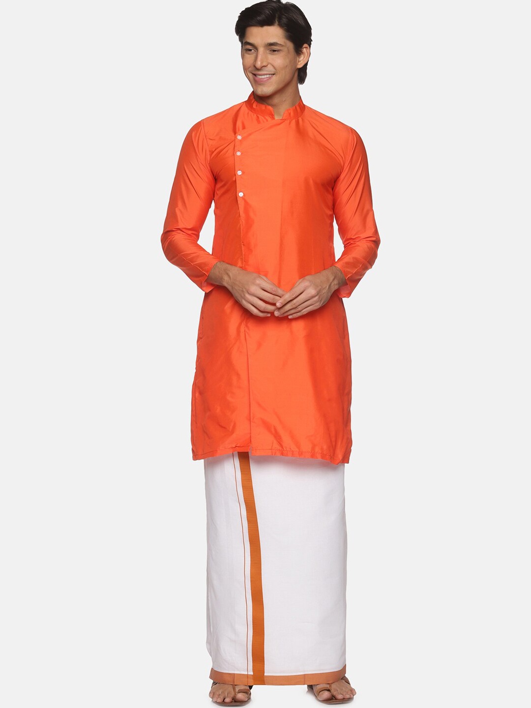 

Sethukrishna Men Orange Kurta with Pyjamas