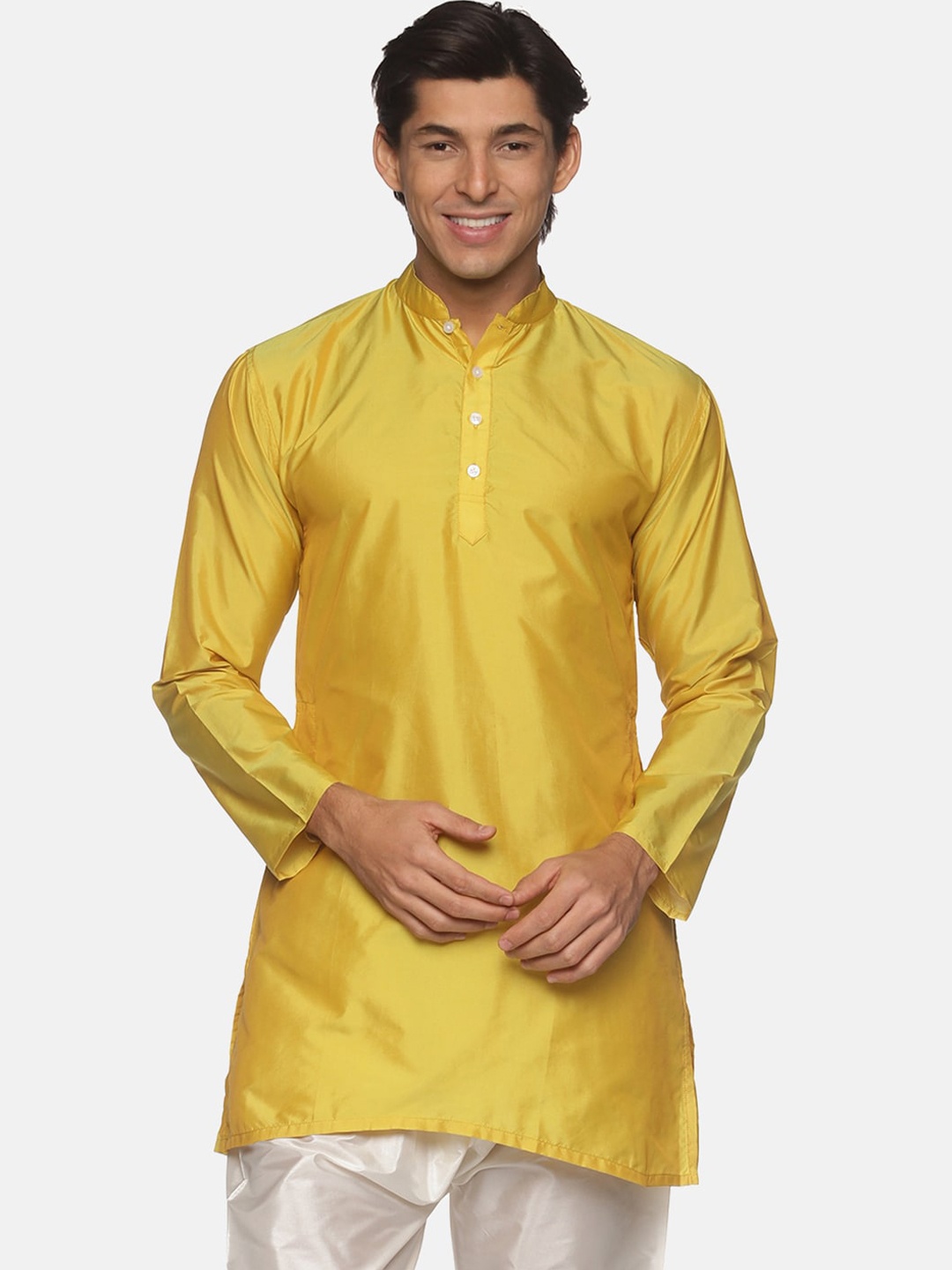 

Sethukrishna Men Yellow Solid A-line Kurta
