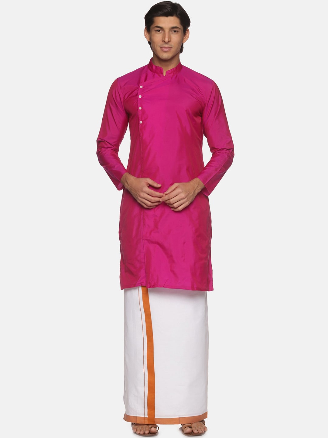 

Sethukrishna Men Rose Kurta With Veshti