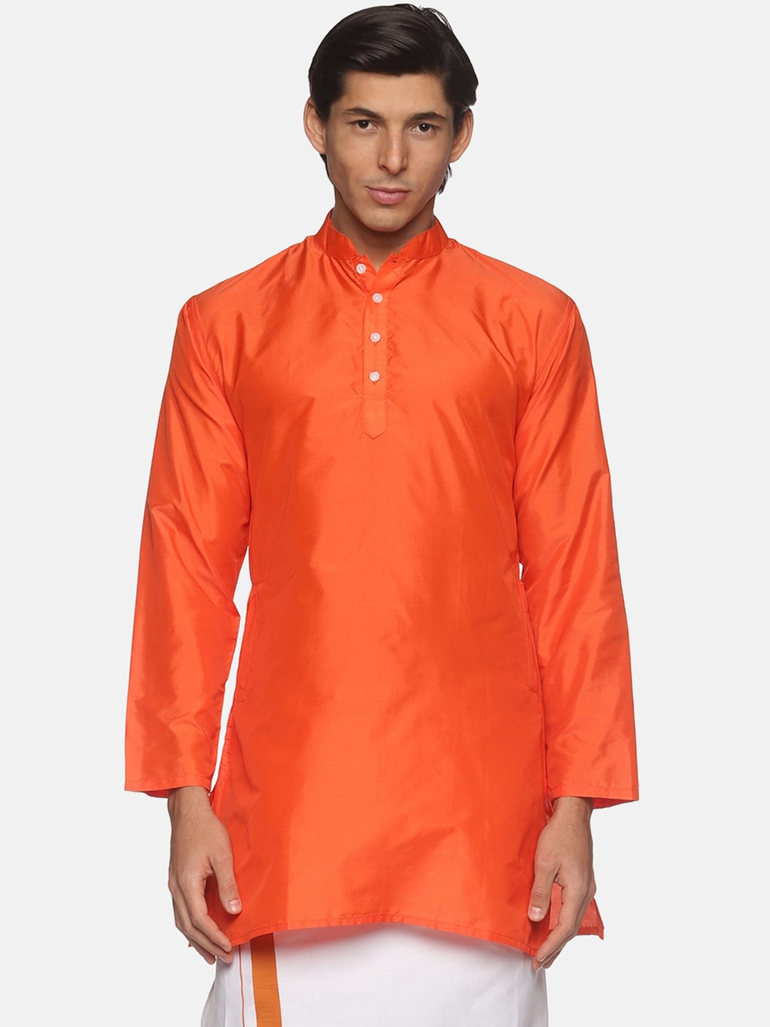 

Sethukrishna Men Orange Handloom Kurta