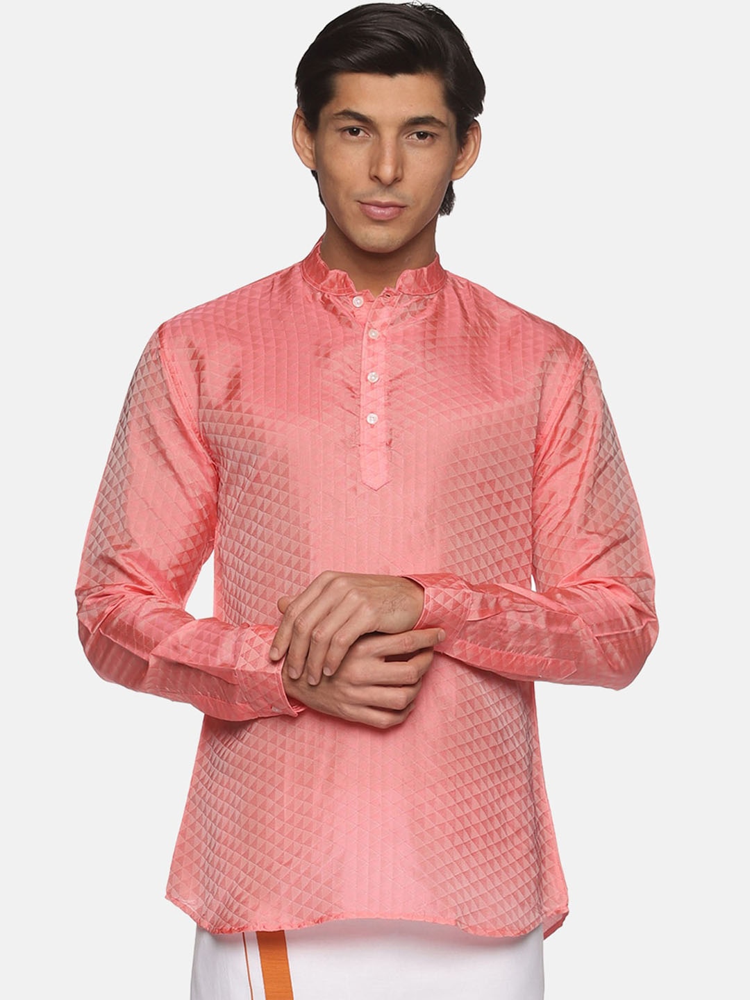 

Sethukrishna Men Red Handloom Kurta