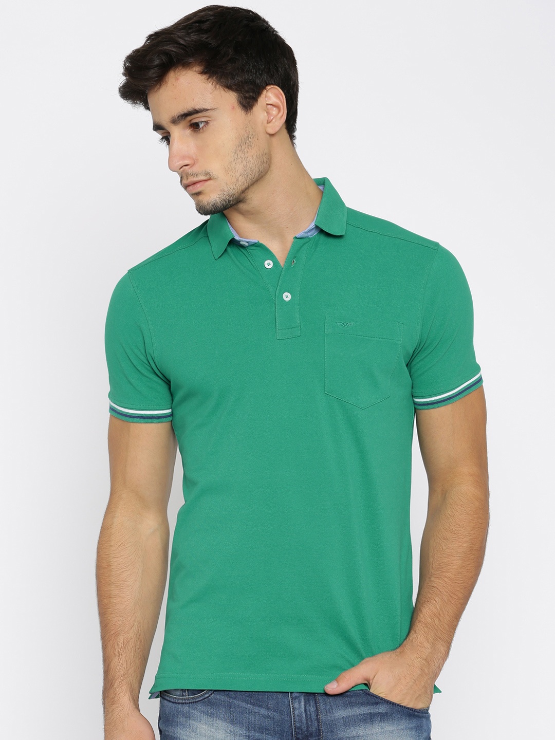 

Park Avenue Men Green Polo T-Shirt