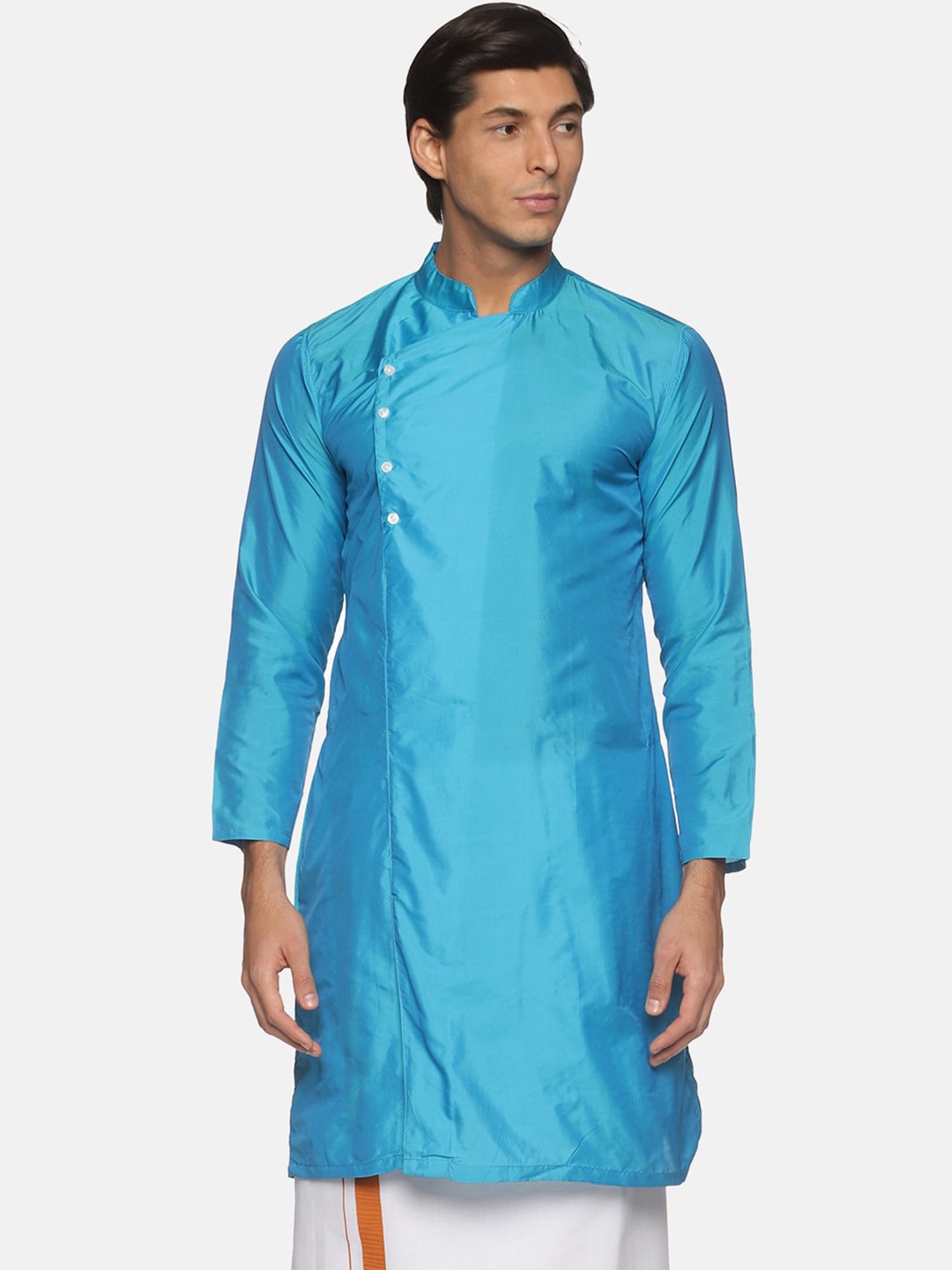 

Sethukrishna Men Turquoise Blue Handloom Kurta