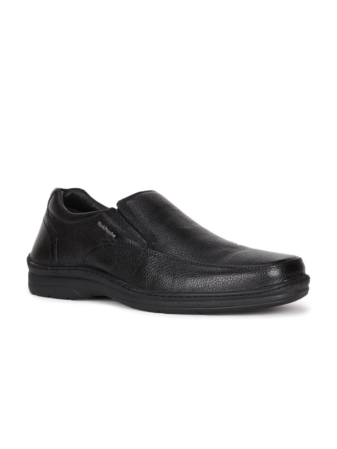 

Hush Puppies Men Black Textured Leather Formal Slip-On
