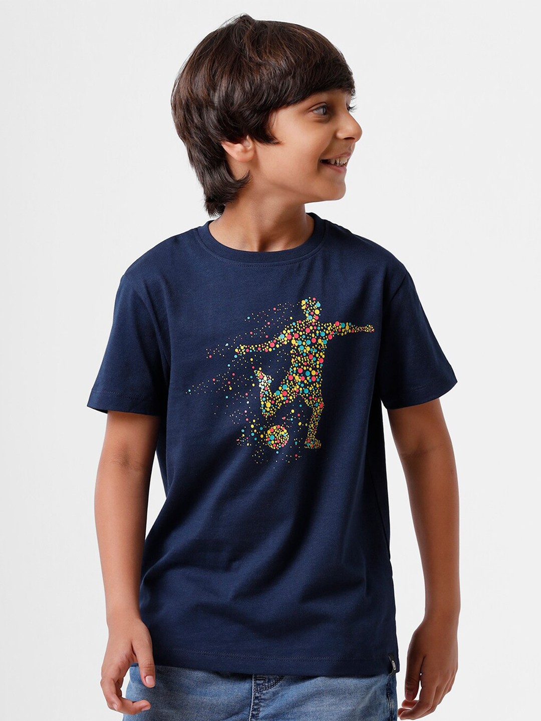 

PIPIN Boys Blue Printed Cotton T-shirt