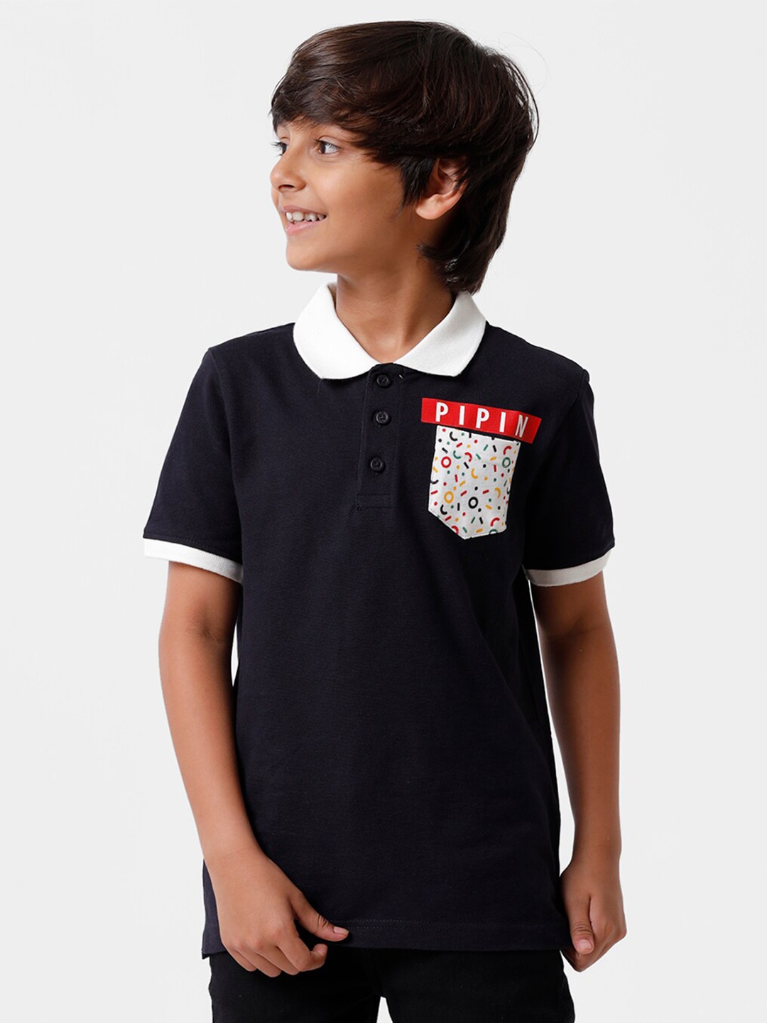 

PIPIN Boys Blue Polo Collar Pure Cotton T-shirt