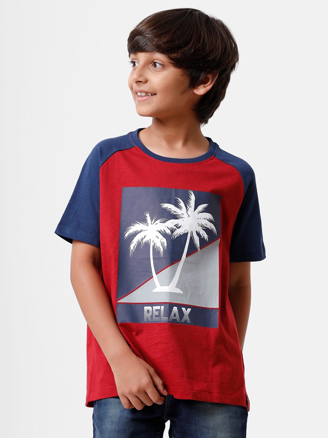 

PIPIN Boys Maroon Printed Tropical T-shirt
