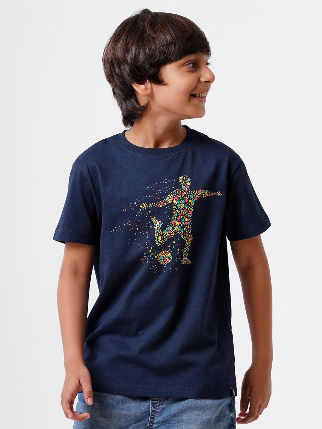 

PIPIN Boys Blue Printed Cotton T-shirt