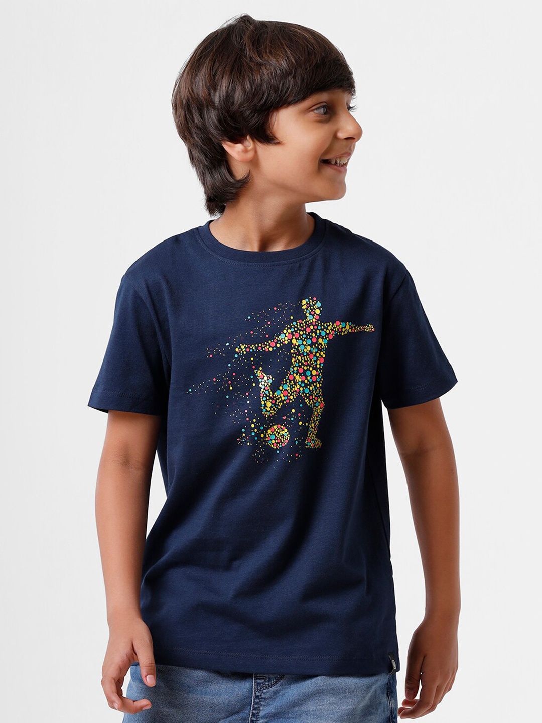 

PIPIN Boys Blue Printed Cotton T-shirt