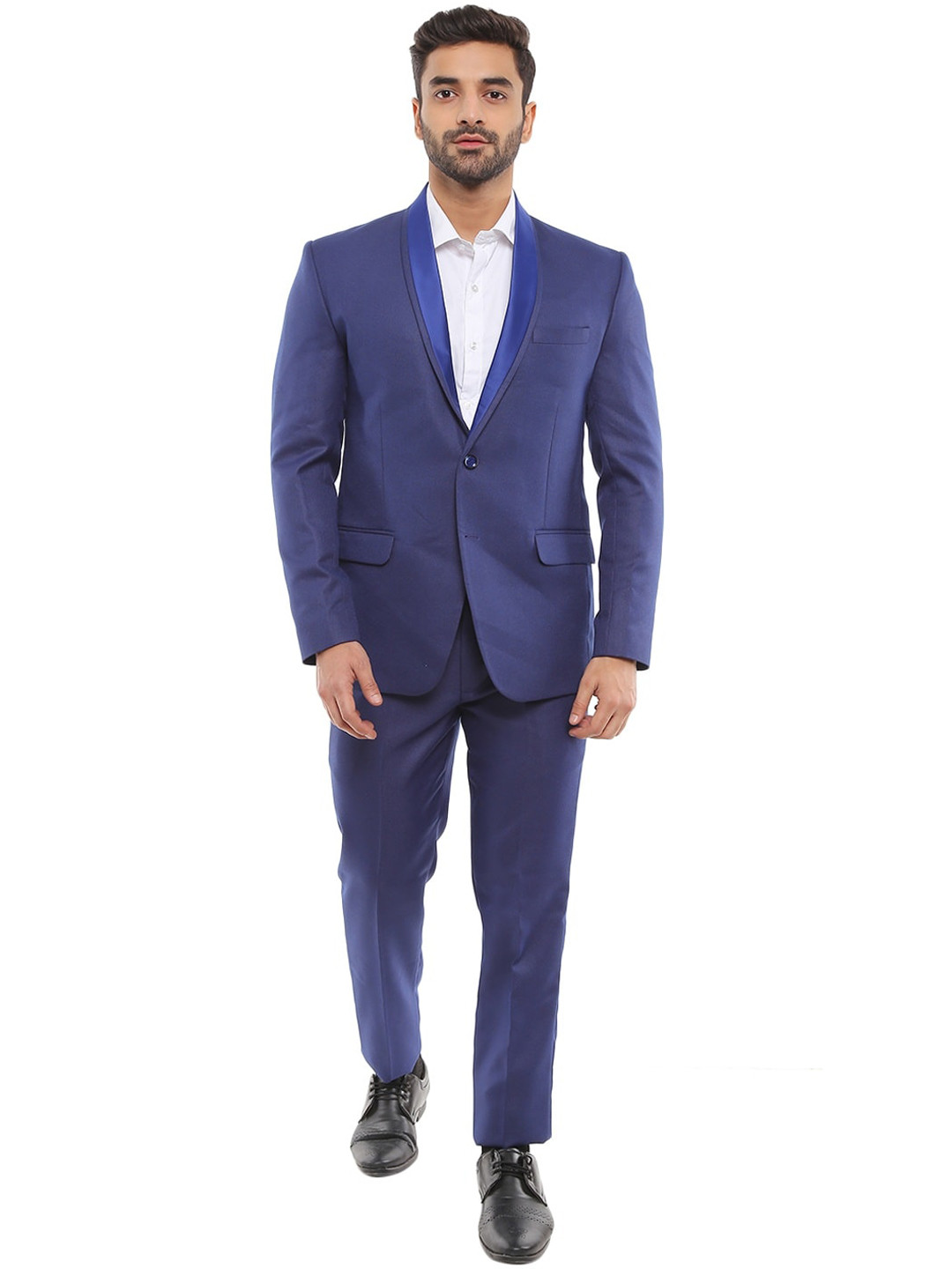 

V-Mart Men Blue Solid Pure Cotton Single-Breasted Two-Piece Suit