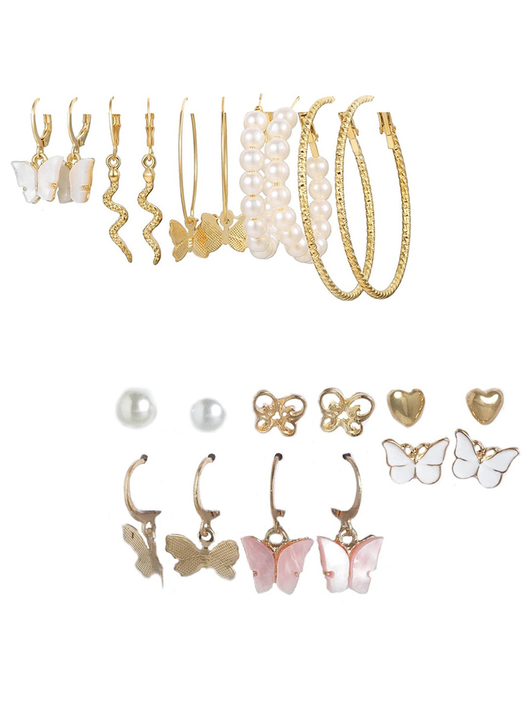 

Vembley Combo of 11 Gold-Toned Contemporary Studs Earrings