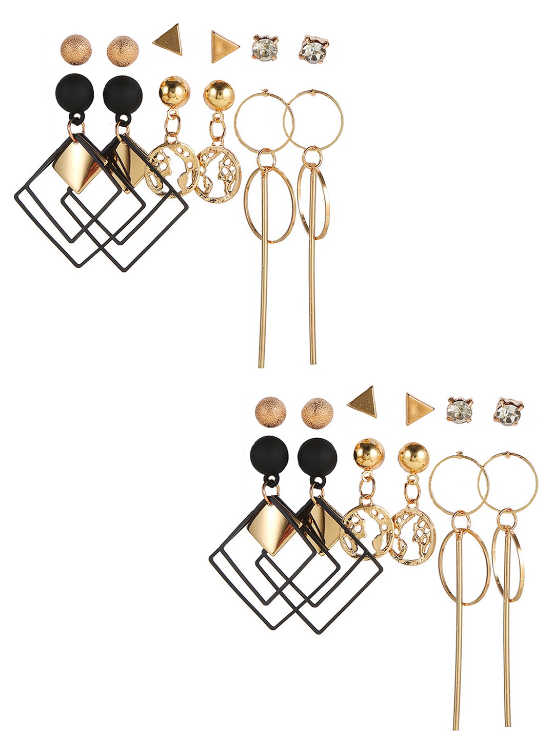 

Vembley Gold Plated Set of 12 Studs Earrings
