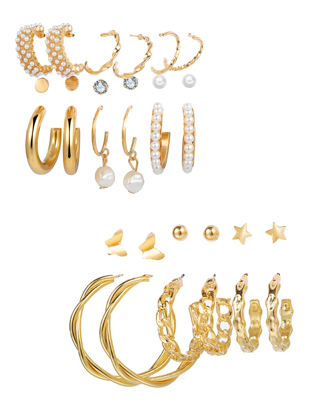 

Vembley Gold Plated Set of 15 Hoop Earrings
