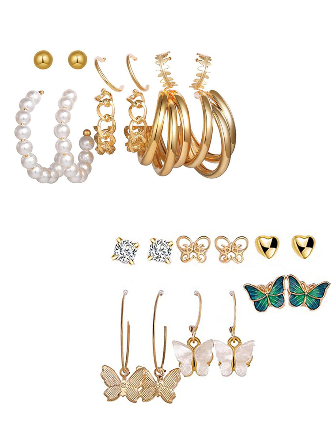 

Vembley Gold-Plated Set Of 12 Earrings