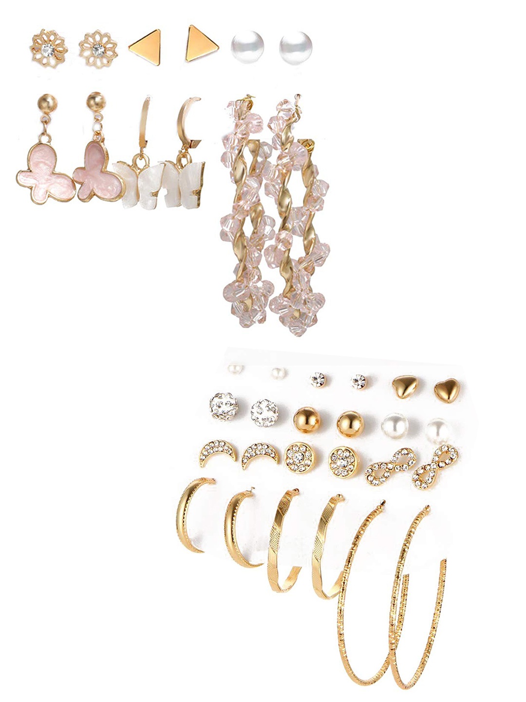 

Vembley Combo of 18 Gold-Toned Contemporary Studs Earrings