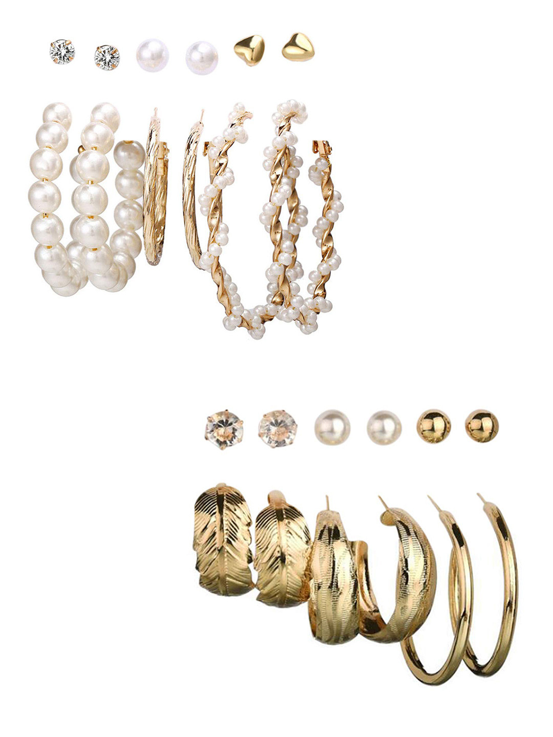 

Vembley Gold-Toned Pair of 12 Studs Earrings
