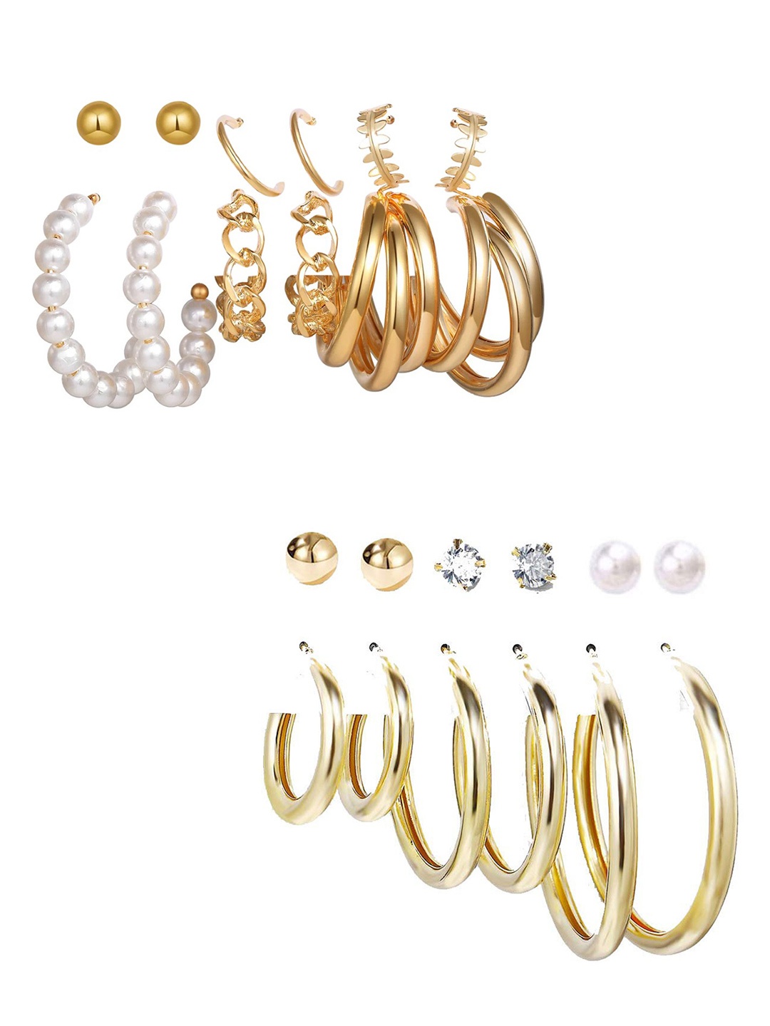 

Vembley Set of 12 Gold-Toned Contemporary Half Hoop Earrings