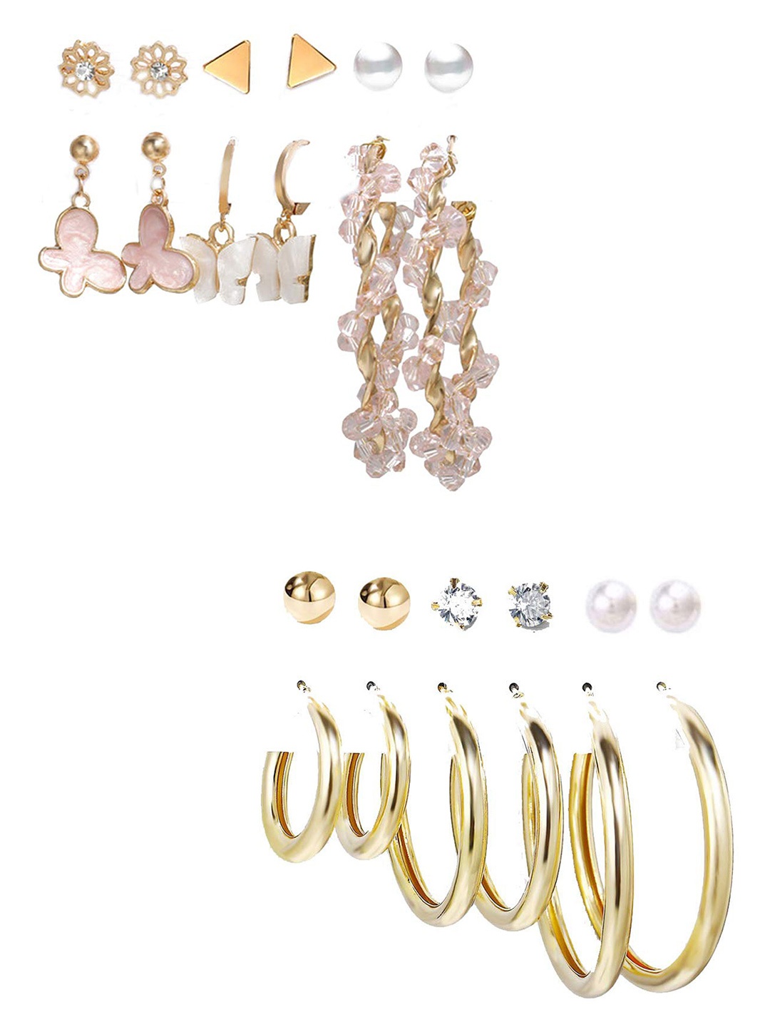 

Vembley Gold Plated Combo of 12 Pair Hoop and Studs Earrings