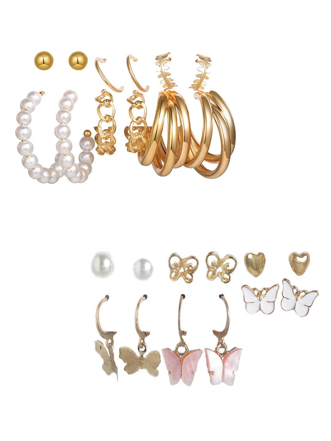 

Vembley Set Of 12 Gold-Plated Contemporary Studs Earrings