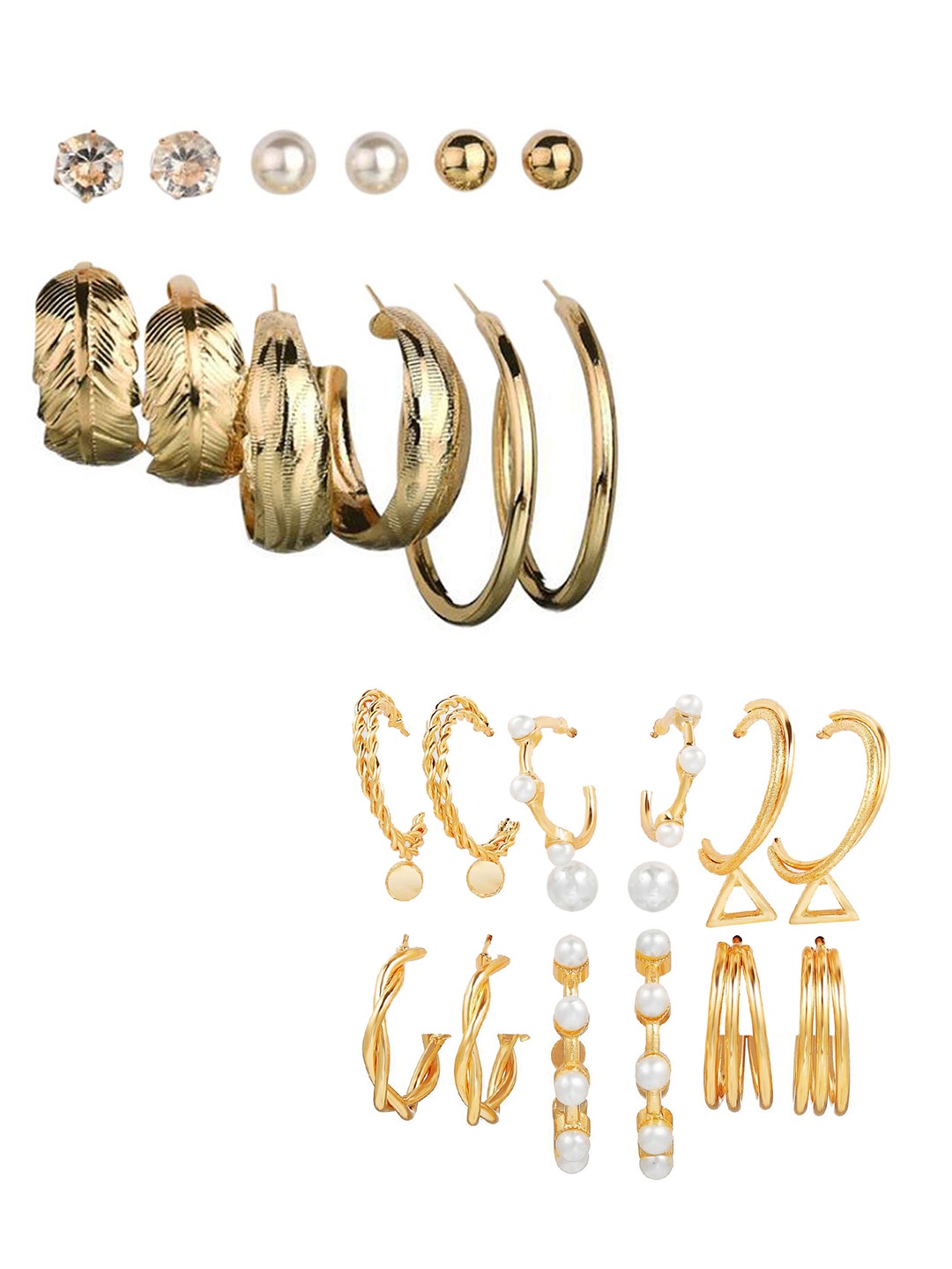

Vembley Gold-Plated Set Of 12 Contemporary Studs Earrings